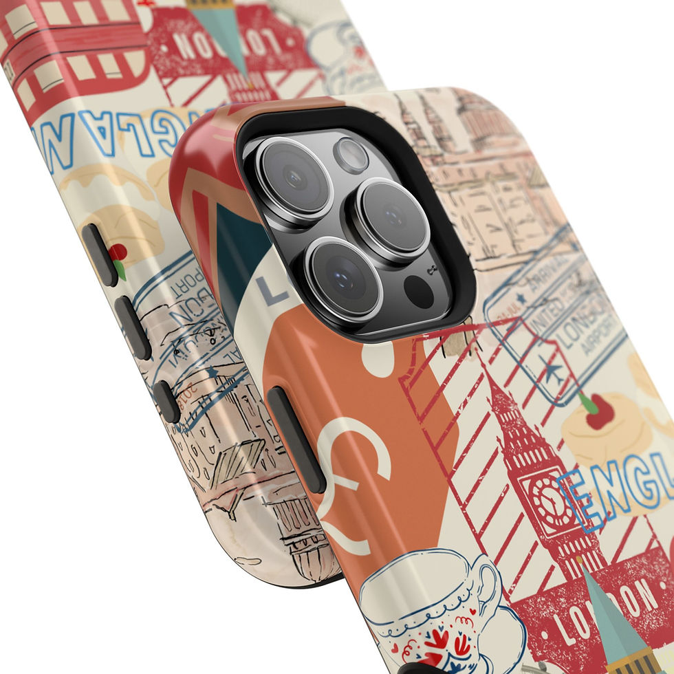 Thumbnail: London Collage Magnetic Case - iPhone 16 Pro Max - Top and Side Views of the Case