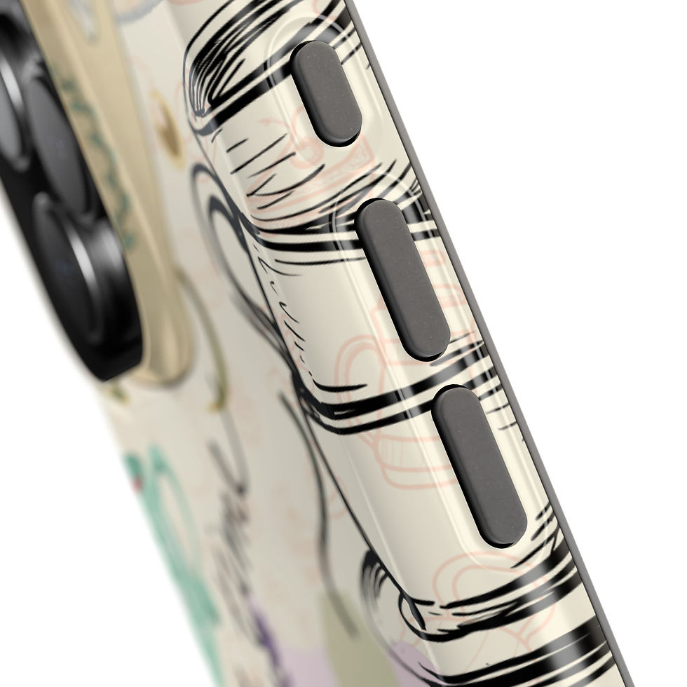 Thumbnail: Tea Time Impact Resistant Case - iPhone 16 Pro Max - Close up of the Buttons and Case Design