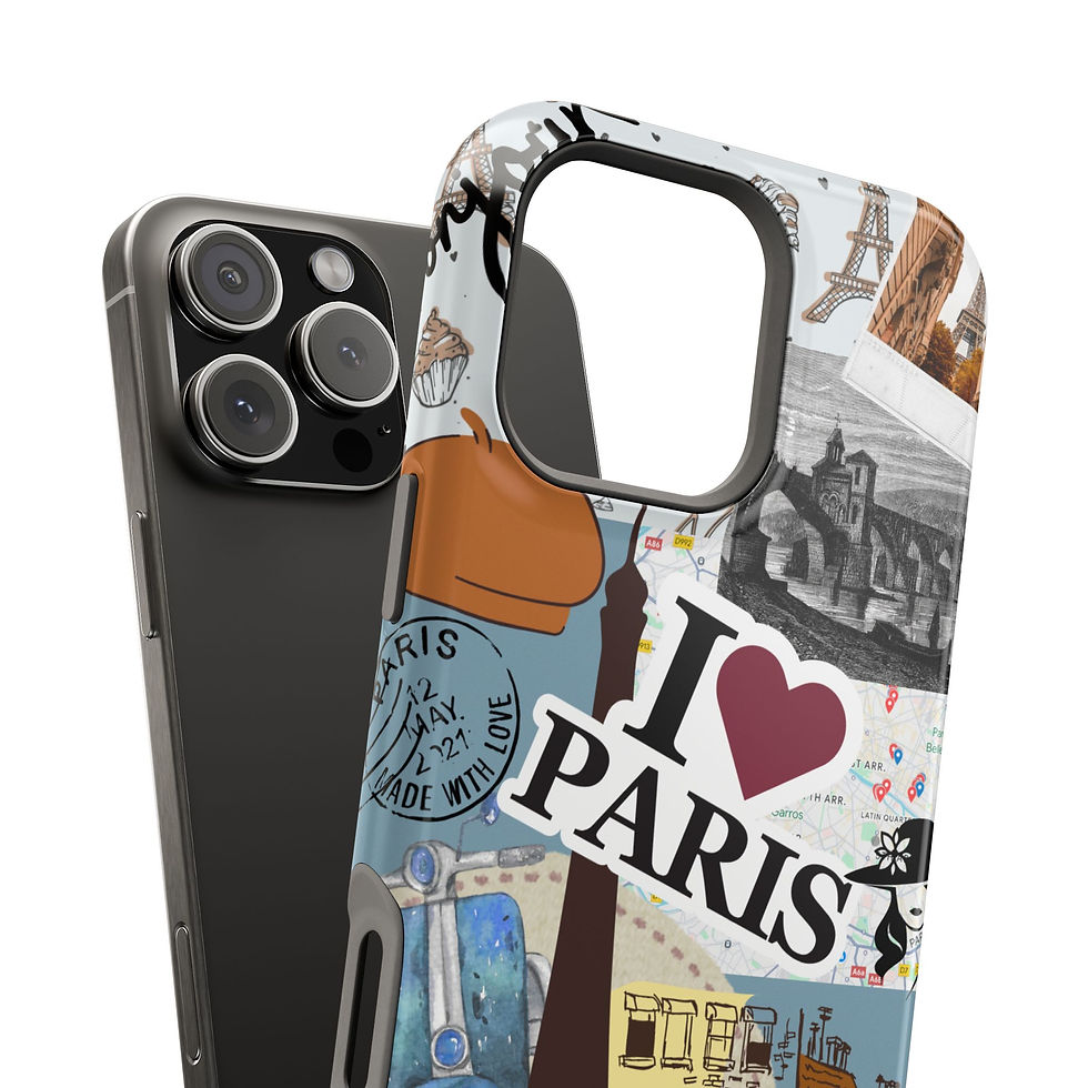 Thumbnail: Sites of Paris on a Scooter - Magnetic iPhone 16 Pro Max - View of the Phone and Case Separated