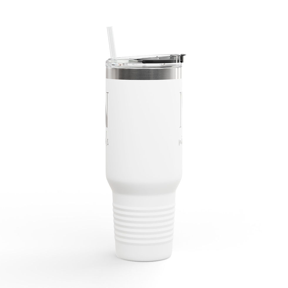 Thumbnail: Personalized 40oz Tumbler - White, Handle Facing Out