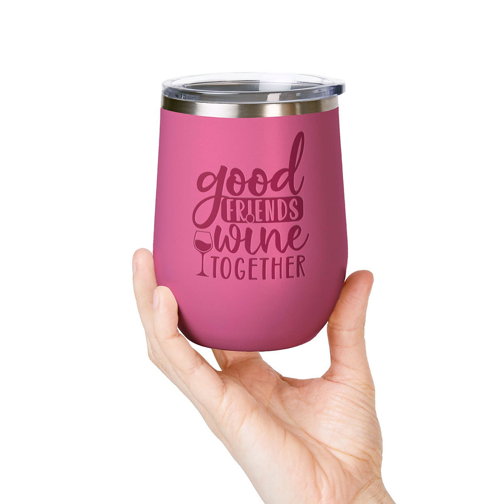 Thumbnail: Maroon - Good Friends Wine Together 12oz Wine Tumbler - Person Holding