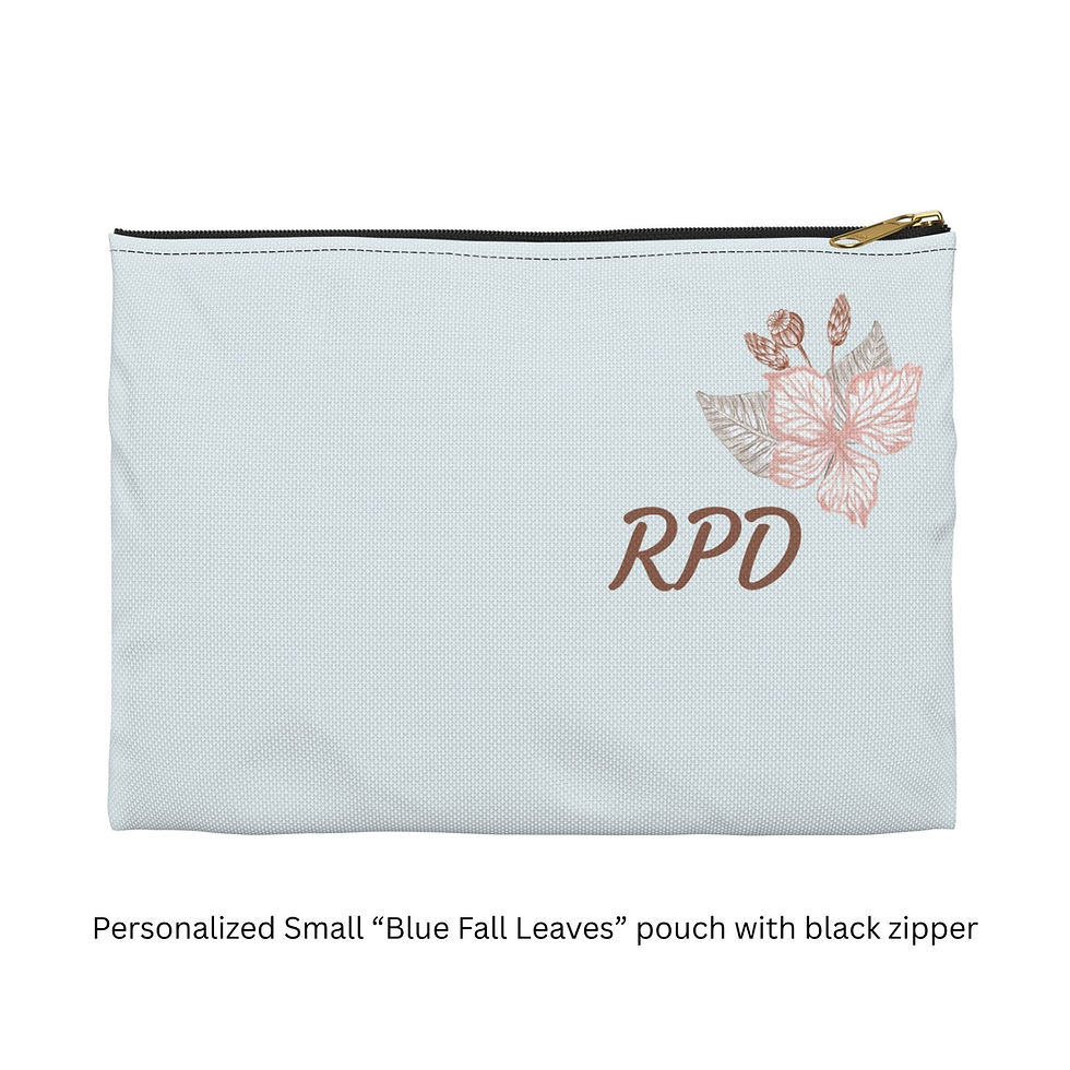 Thumbnail: Falling Leaves on a Blue Background Accessory Pouch - Front, Small, Black Zipper