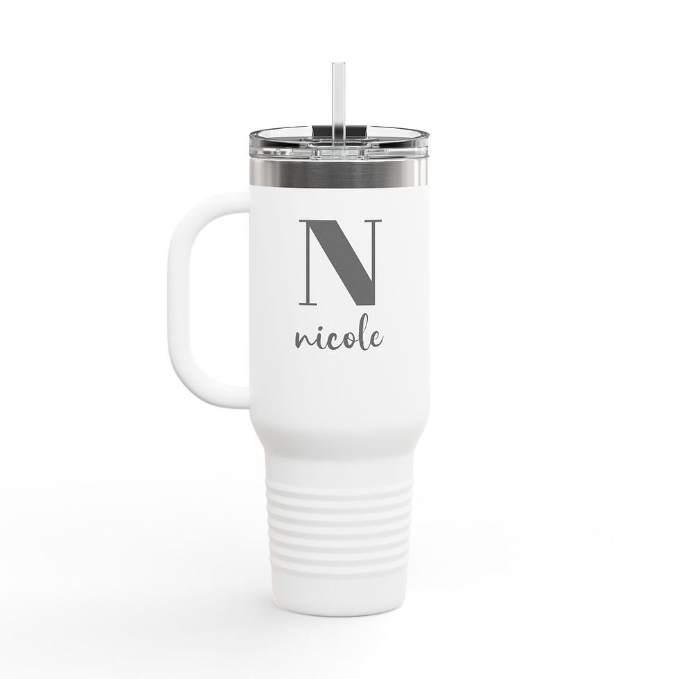 Thumbnail: Personalized 40oz Tumbler - White, Handle Facing Left