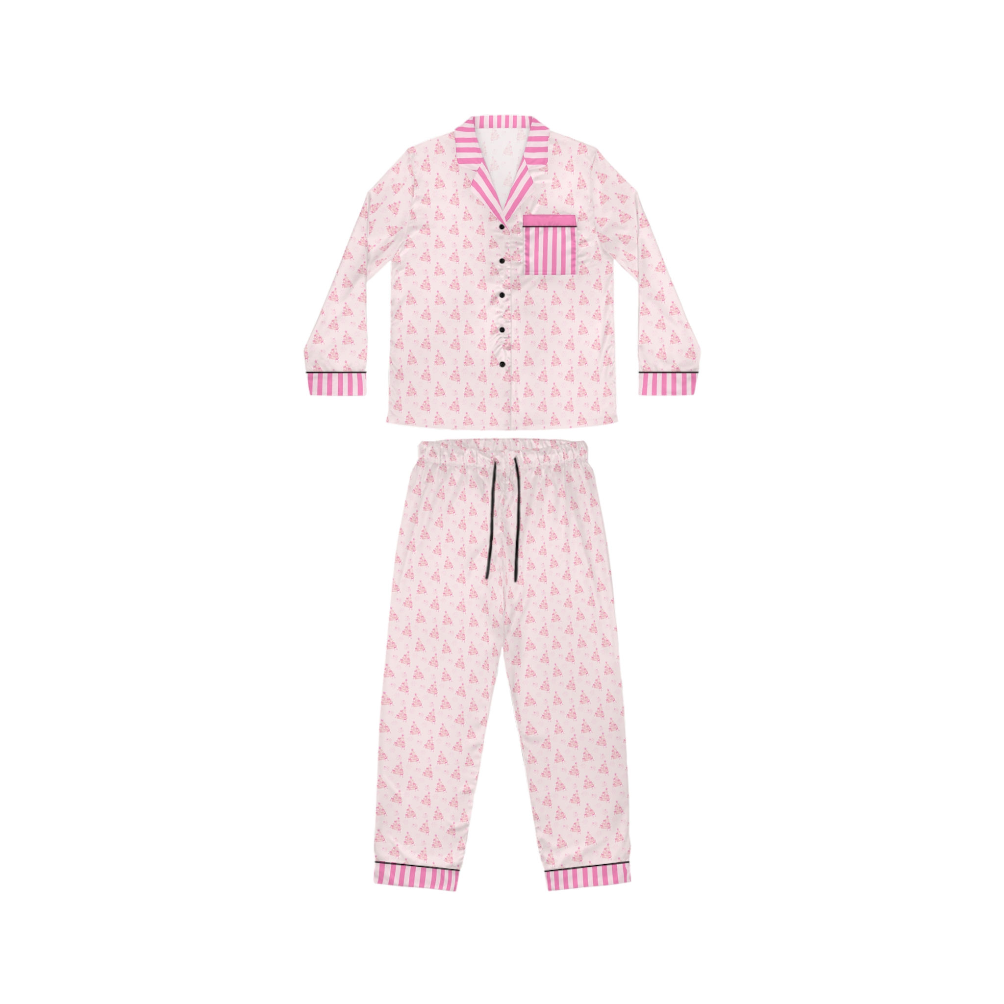 Women's Luxury Pajamas, Holiday Satin PJs - front view