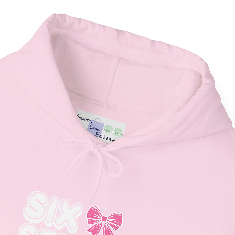 Thumbnail: Six Seven Hoodie with a Pink Bow - Pink - Close up of Collar