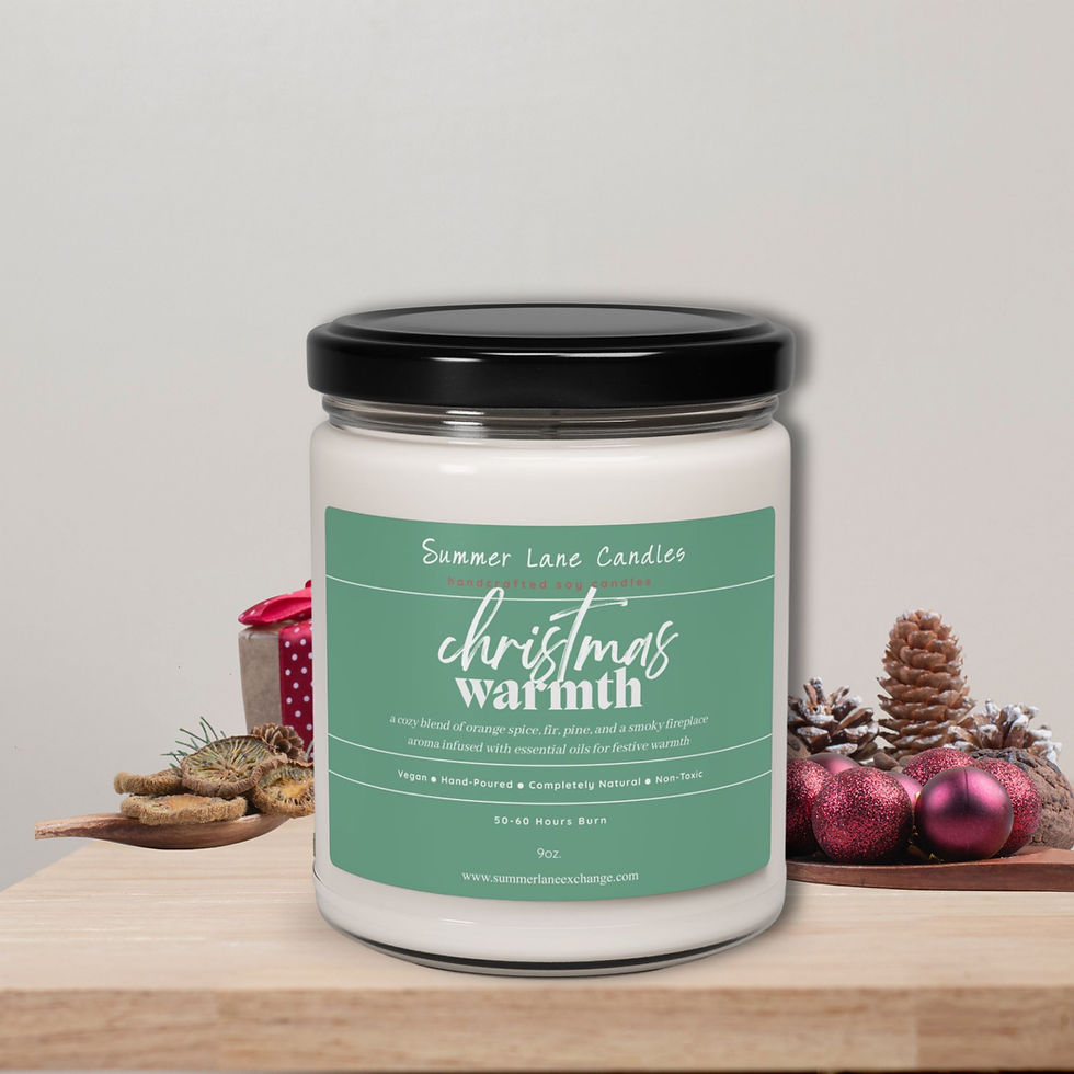 Christmas Warmth 9oz Candle - Standing on its Own on a Table