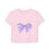 Thumbnail: Women's baby tee with purple bow - in pink