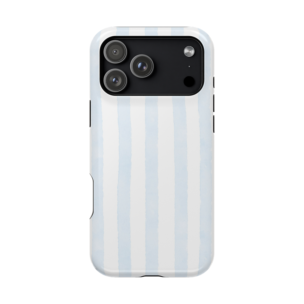 Blue and White Striped Watercolors - iPhone 17 Pro Max - Front of Case