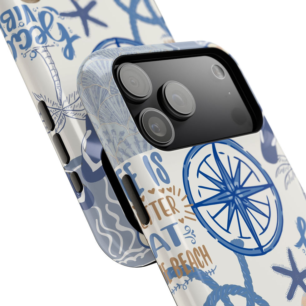 Thumbnail: Beachy Nautical Tough Impact Case - iPhone 17 Pro Max - Top and Sides of the Case