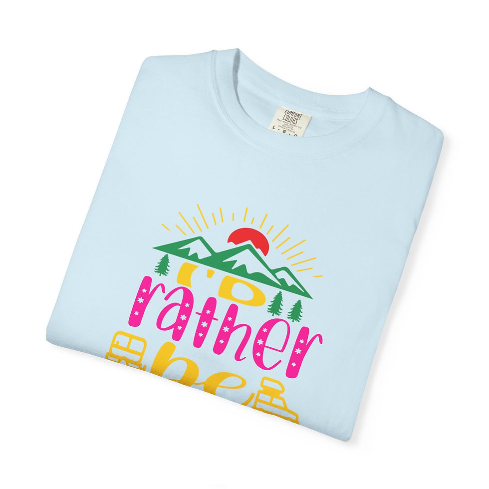 Thumbnail: Rather Be Camping T-Shirt - Chambray Folded