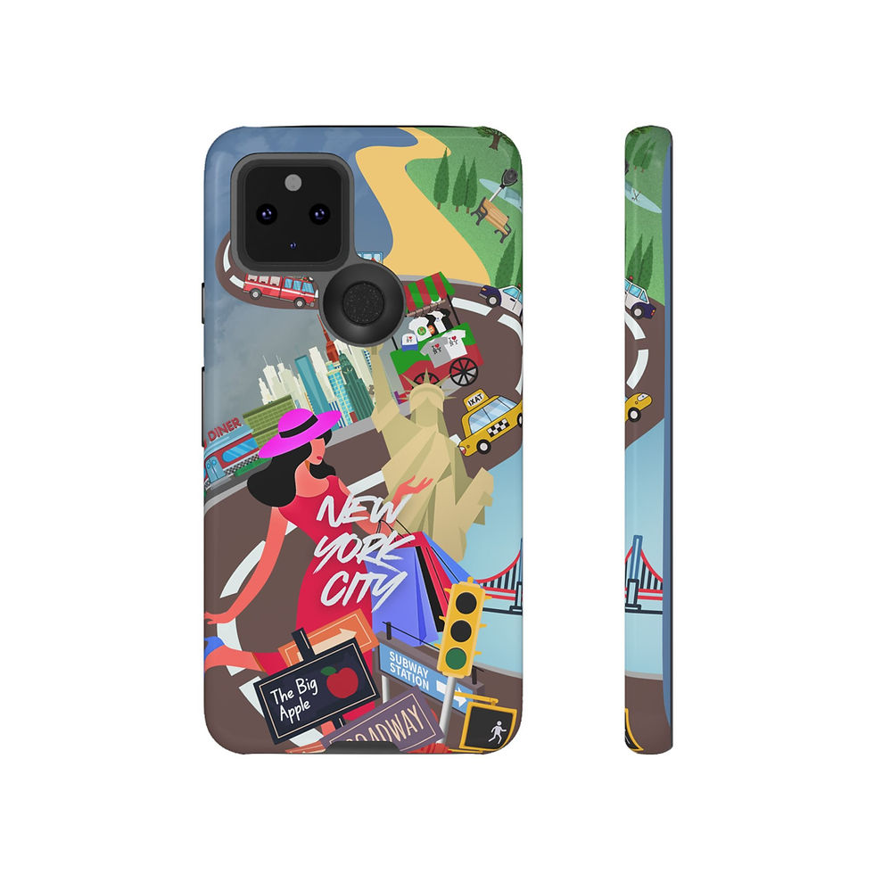 Thumbnail: Shopping in NYC Phone Case - Google Pixel 5 - Front and Side Views of the Case