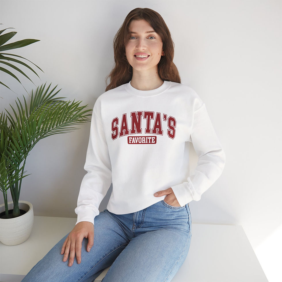 Thumbnail: Woman Wearing White Santa's Favorite Sweatshirt