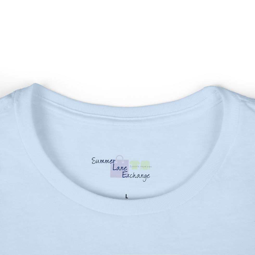 Thumbnail: Blue Women's Softstyle Tee - I <Heart> Mondays - Showing the Collar