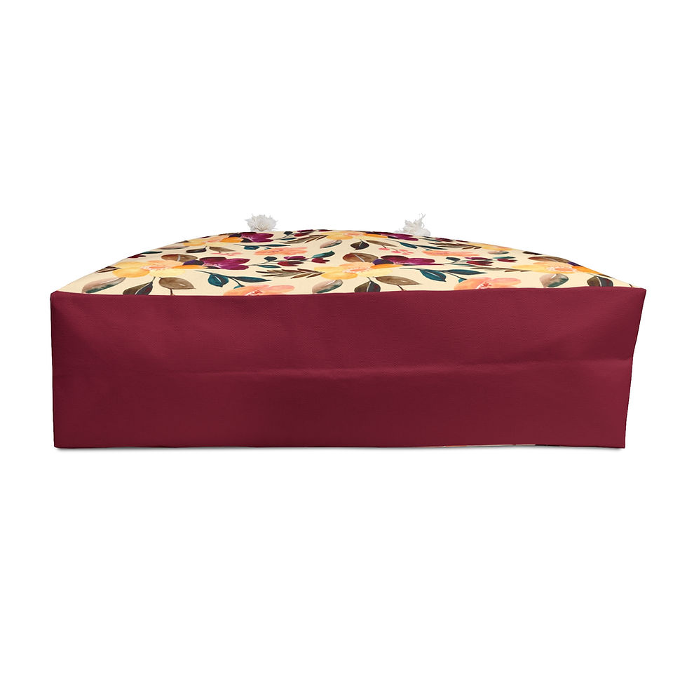 Thumbnail: Floral Orchard Weekender Bag - The bag lying down, showing the bottom of the bag.