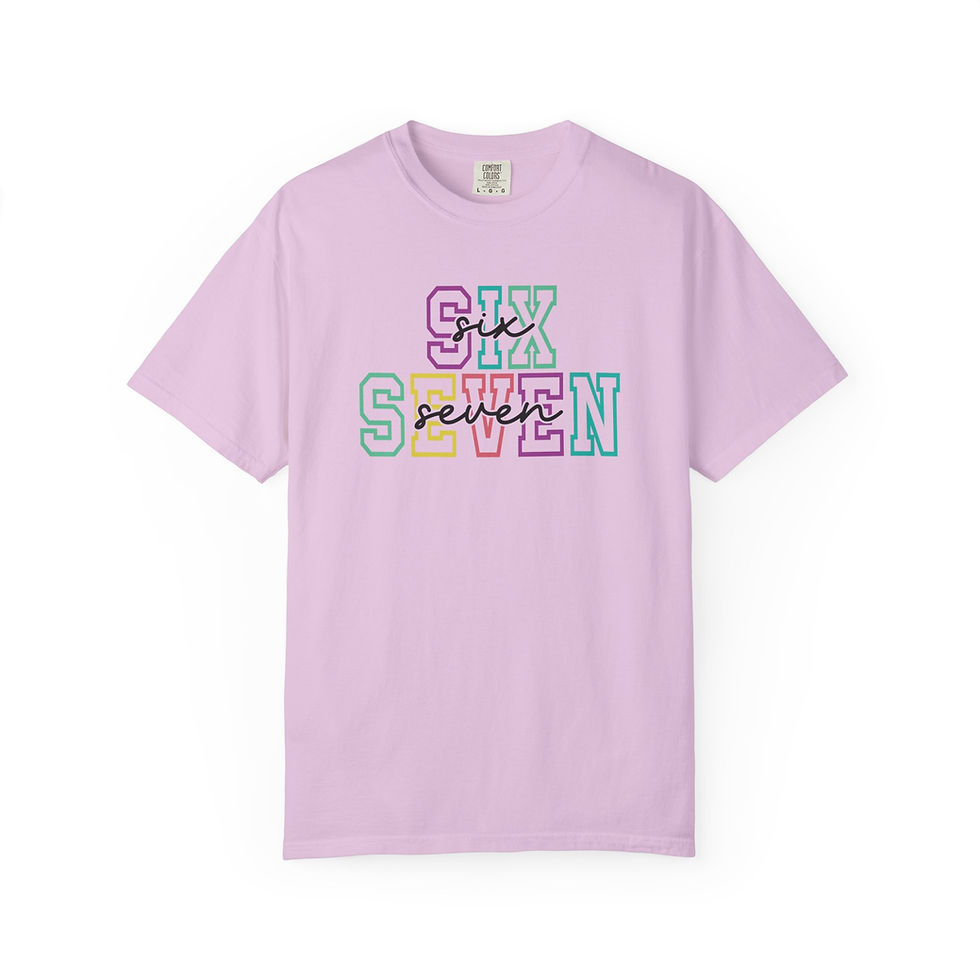 Thumbnail: Orchid - Colorful Six Seven Tee in Outlined Letters, with script six seven over it
