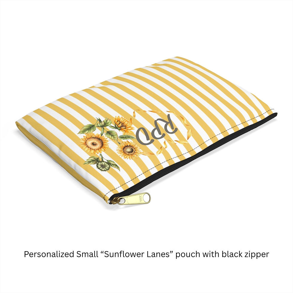Thumbnail: Sunflower Lanes Accessory Pouch - On its Side, Small, Black Zipper