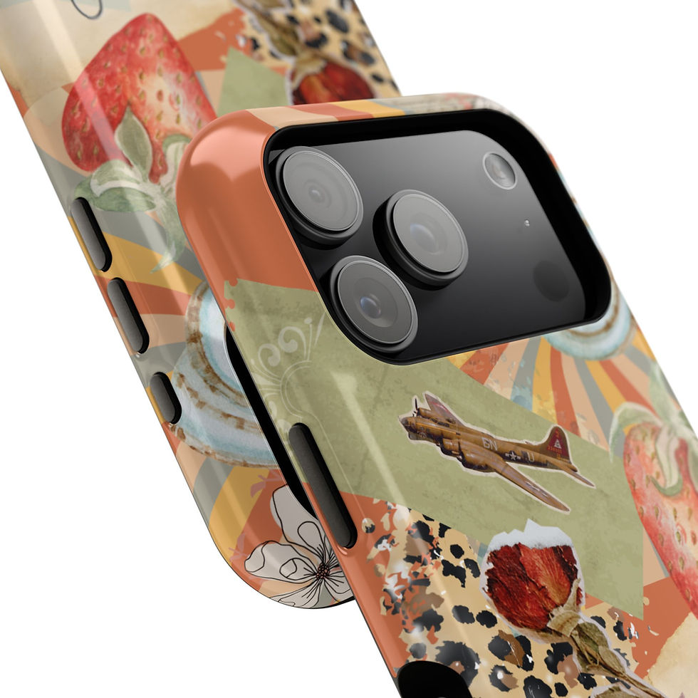 Thumbnail: Earthy Vanilla Collage Tough Case - iPhone 17 Pro Max - Top and Side Views of the Case