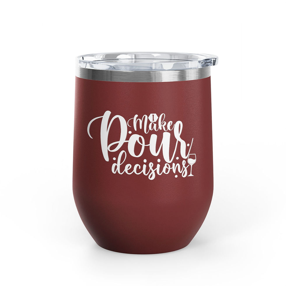 Thumbnail: Maroon- I Make Pour Decisions 12 oz Wine Tumbler - Facing the Right