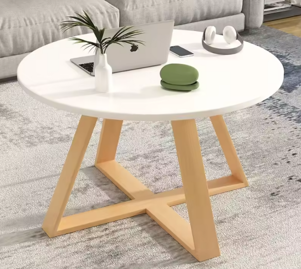 שולחן קפה עגול לבן מעץ