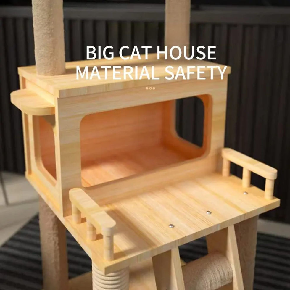 תמונה ממוזערת: מתקן גירוד לחתולים מעץ עם מסתור