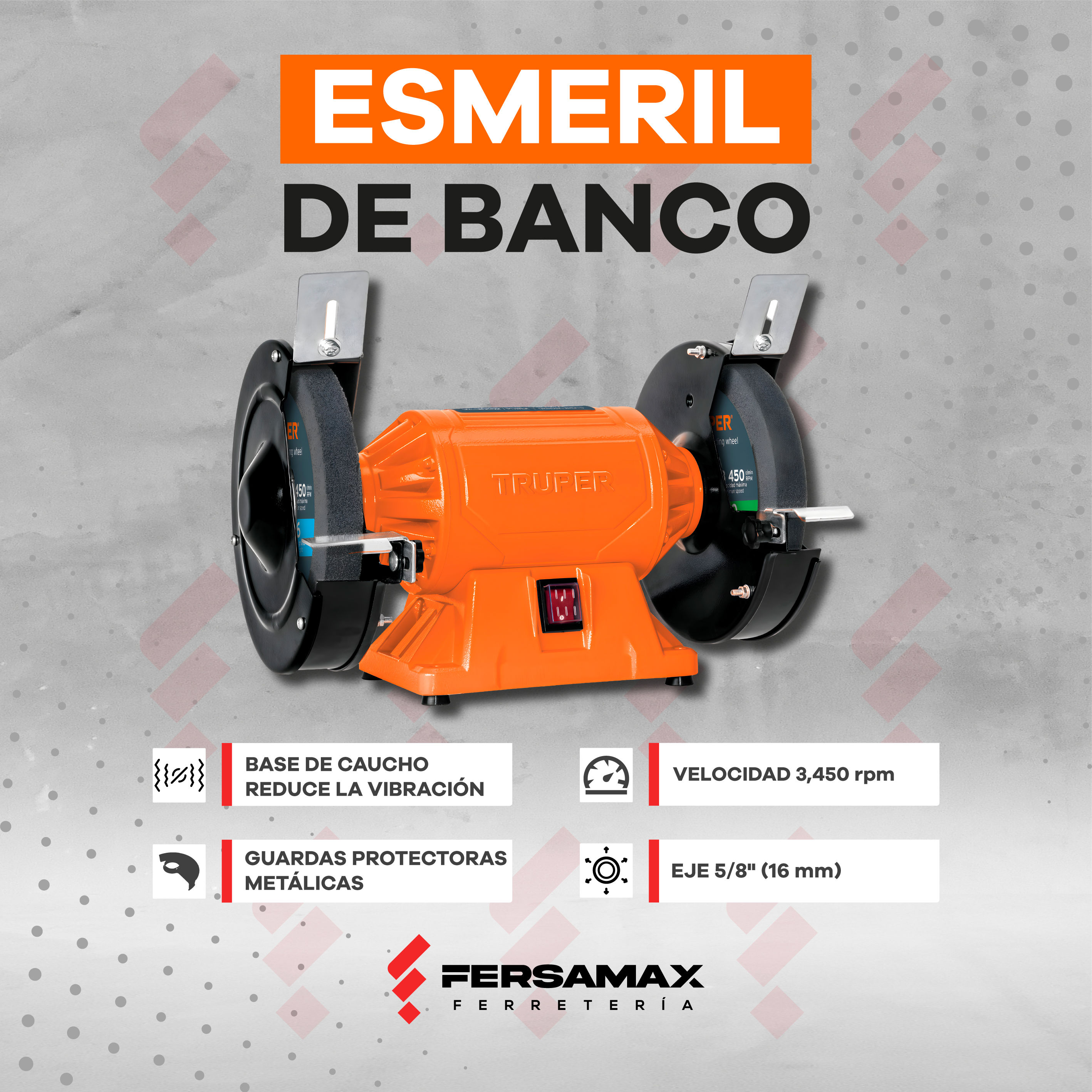 Esmeril de banco Truper 6" 1/2 HP 370 W