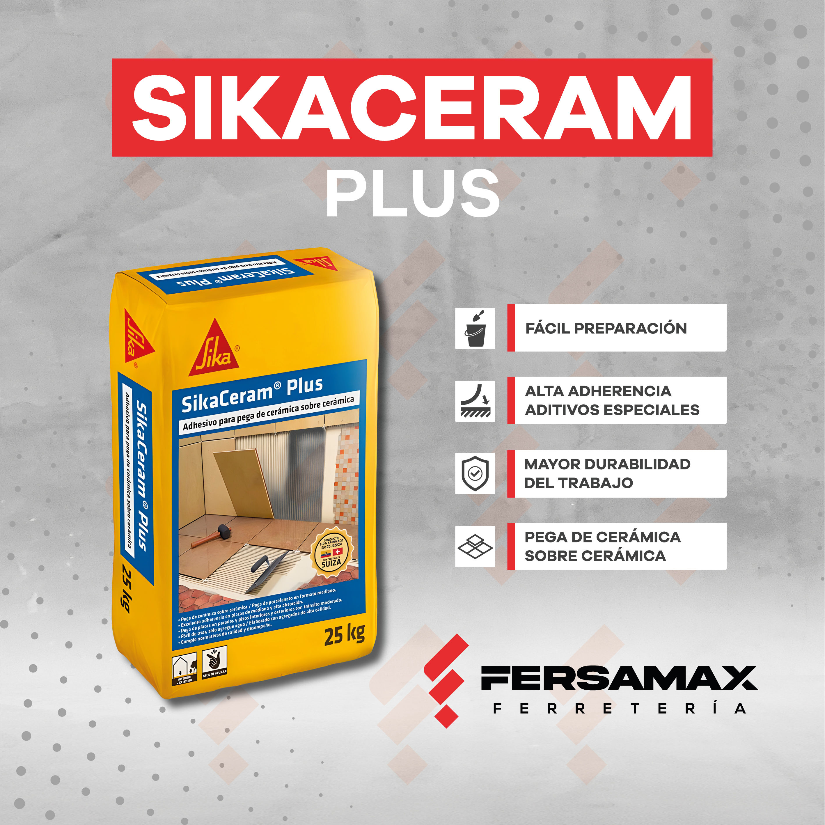Sikaceram Plus 25 kg pegante para porcelanato