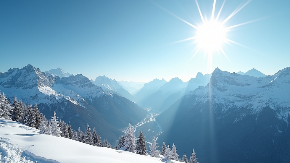 High angle view of the Swiss Alps with a clear blue sky