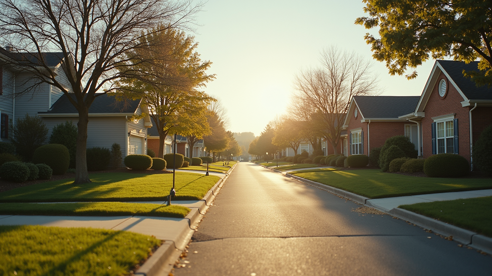 Wide-angle view of a beautiful suburban neighborhood