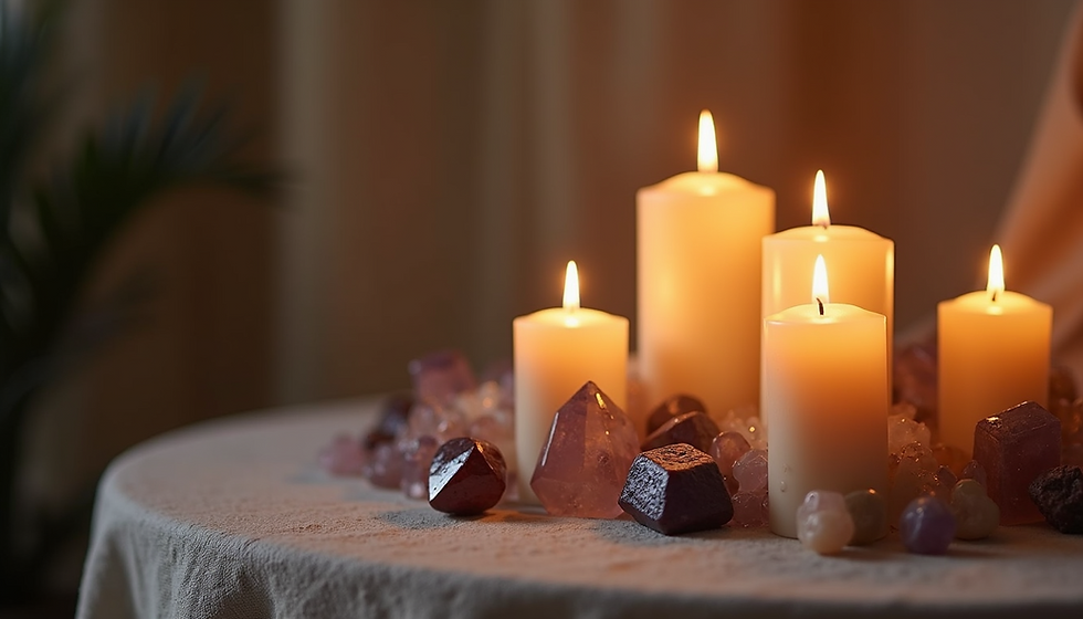 Candles and crystals for meditation