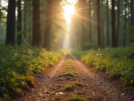 sunlight on forest path