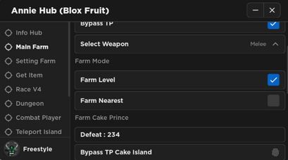 Blox fruits script "AnnieHub" sem key