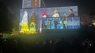 Maxwell Hall lit up as Salford celebrates 100 years as a city!