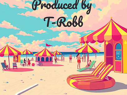 upbeat and colorful beach_circus vibes with a fun element but it doesn't have to show beac