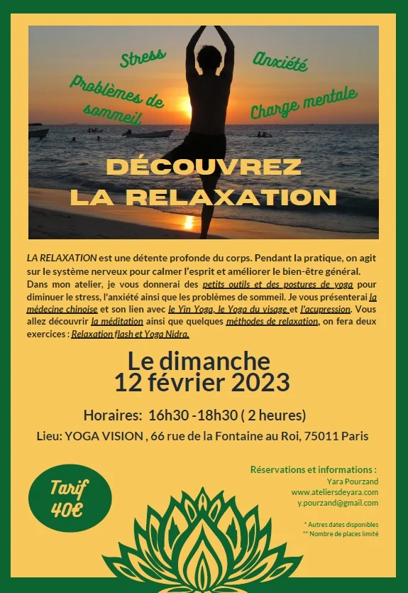 Découvrez la relaxation avec Yara Pourzand (12 fév.)