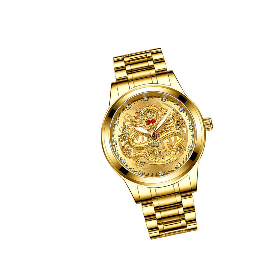 Miniatura: Business Gift Waterproof Gold Men's Diamond Quartz Watch Classic Stainless Steel
