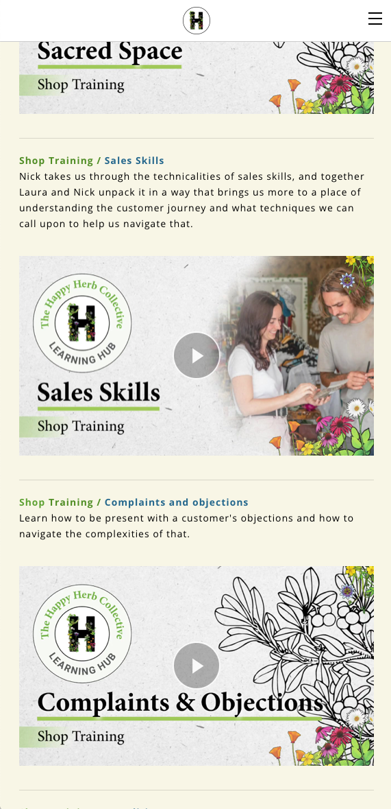 Shop Training Video flow narrow screenshot