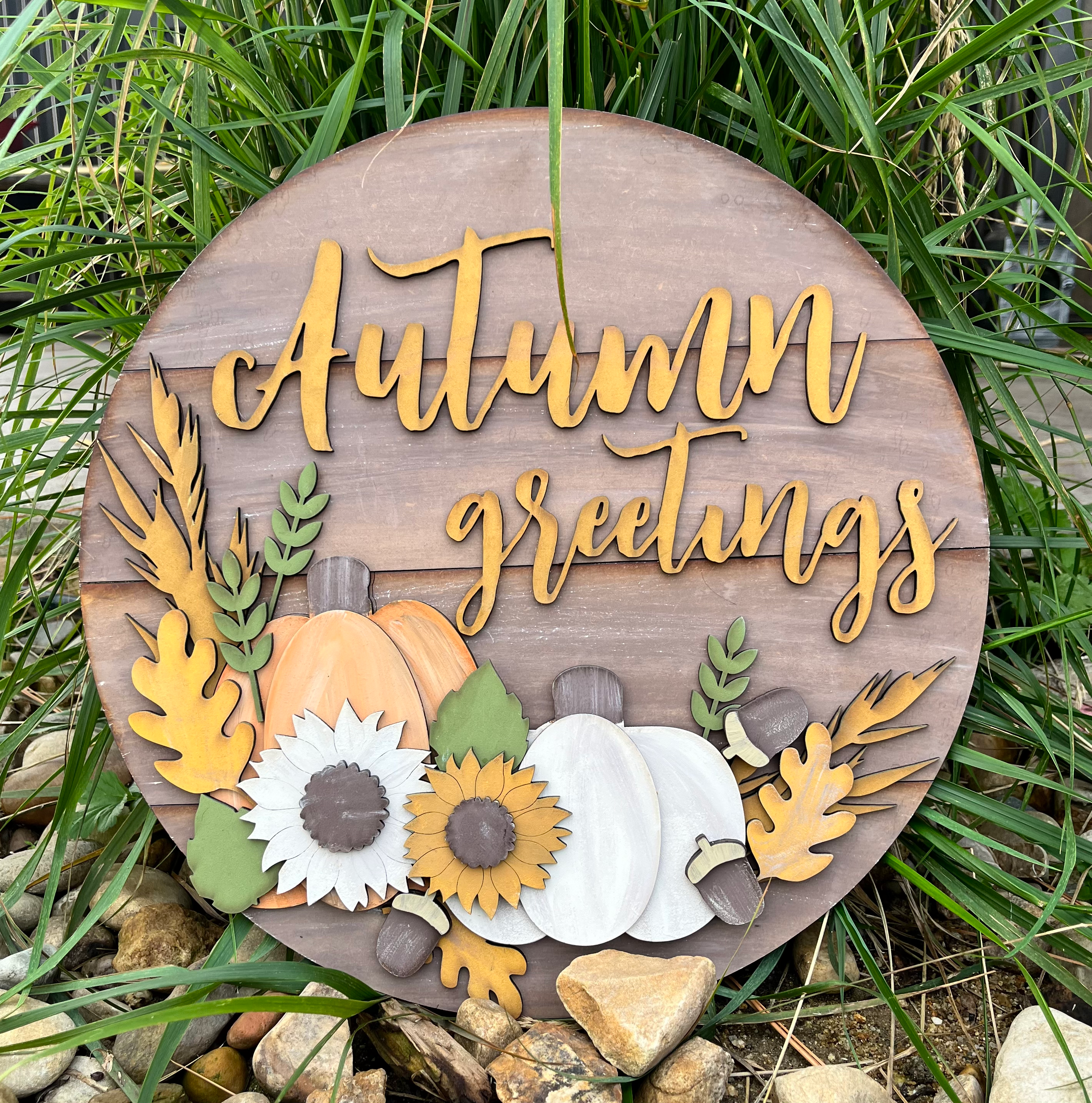 Autumn Greetings Fall Round Sign DIY Blank | DIY Blank Kit