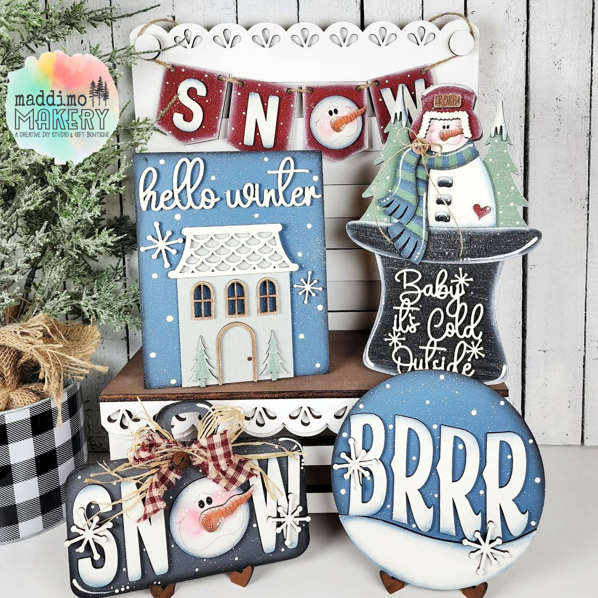 Winter Snowman Tiered Tray Set