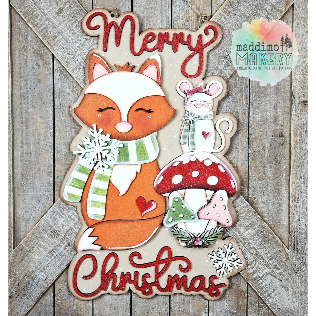Forest Friends Merry Christmas Door Hanger