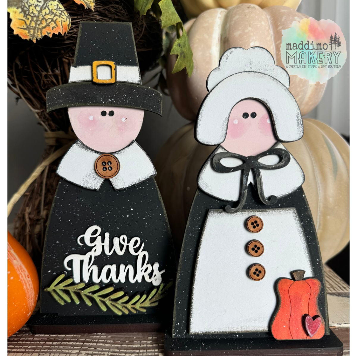 Pilgrim Thanksgiving Shelf Sitters Sign DIY Blank |  DIY Blank Kit 