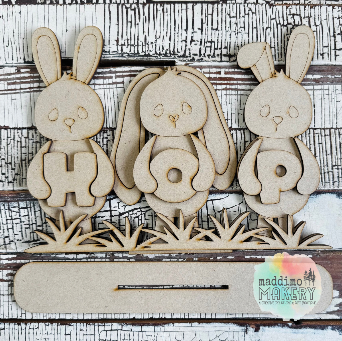 Easter Bunny Trio HOP Shelf Sitter DIY Blank |  DIY Blank Kit 