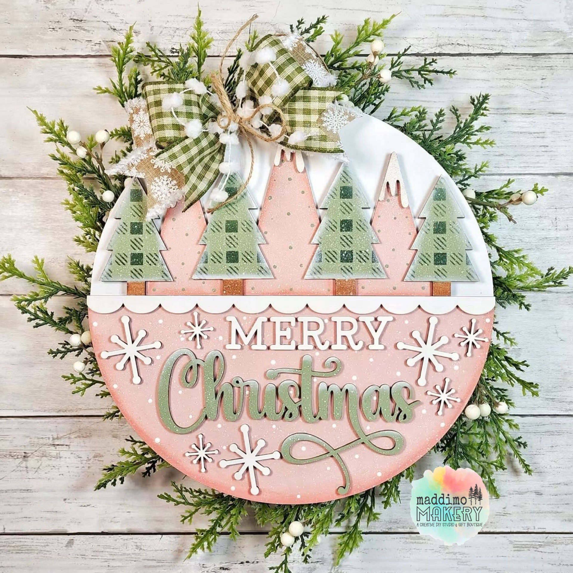 Classic Merry Christmas Round Sign DIY Blank