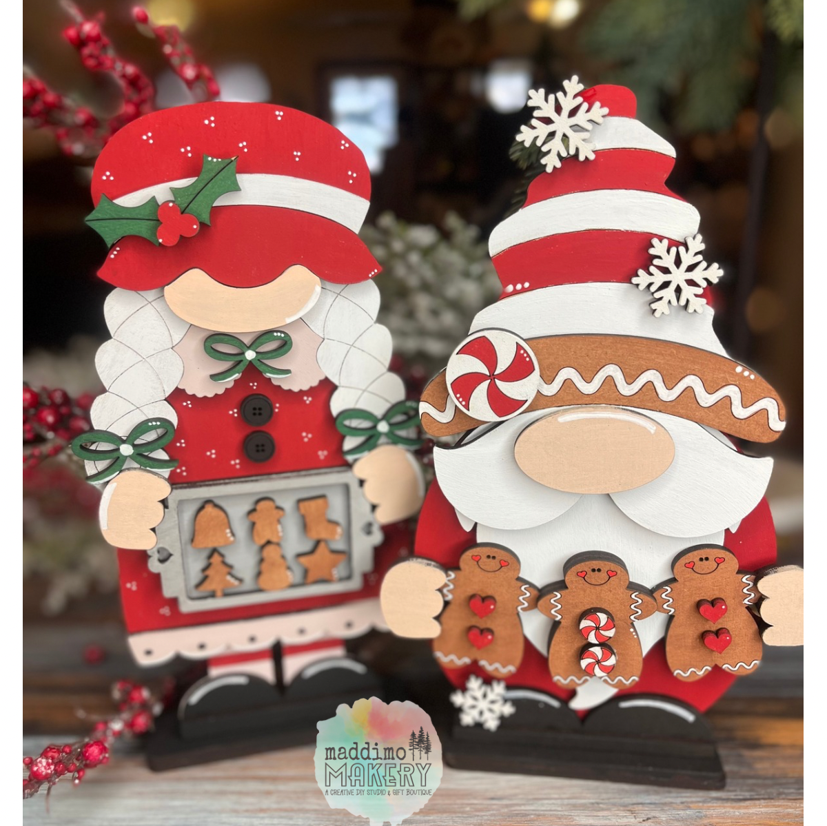 Mr. And Mrs Claus Gingerbread Standing Gnome DIY Blank |  DIY Blank Kit 
