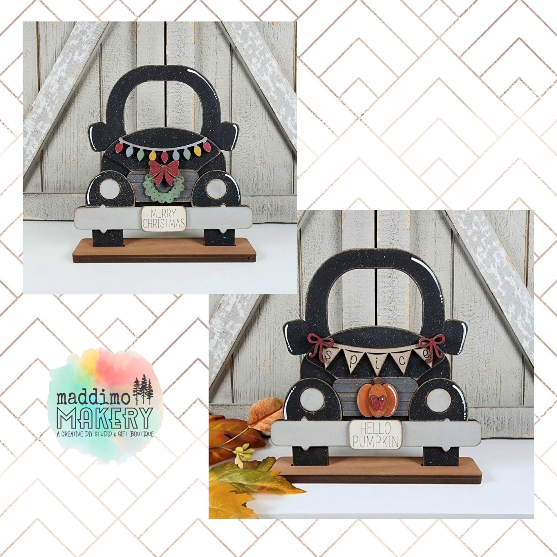 Vintage Truck Reversible Shelf Sitter