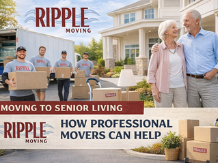 Ripple Moving movers helping with a senior living move in Charlotte, carrying boxes and assisting with a smooth transition to a senior living community.