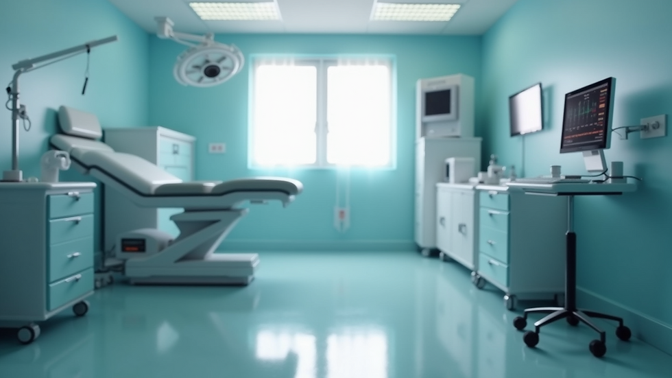 Eye-level view of a clinical treatment room prepared for pain therapy
