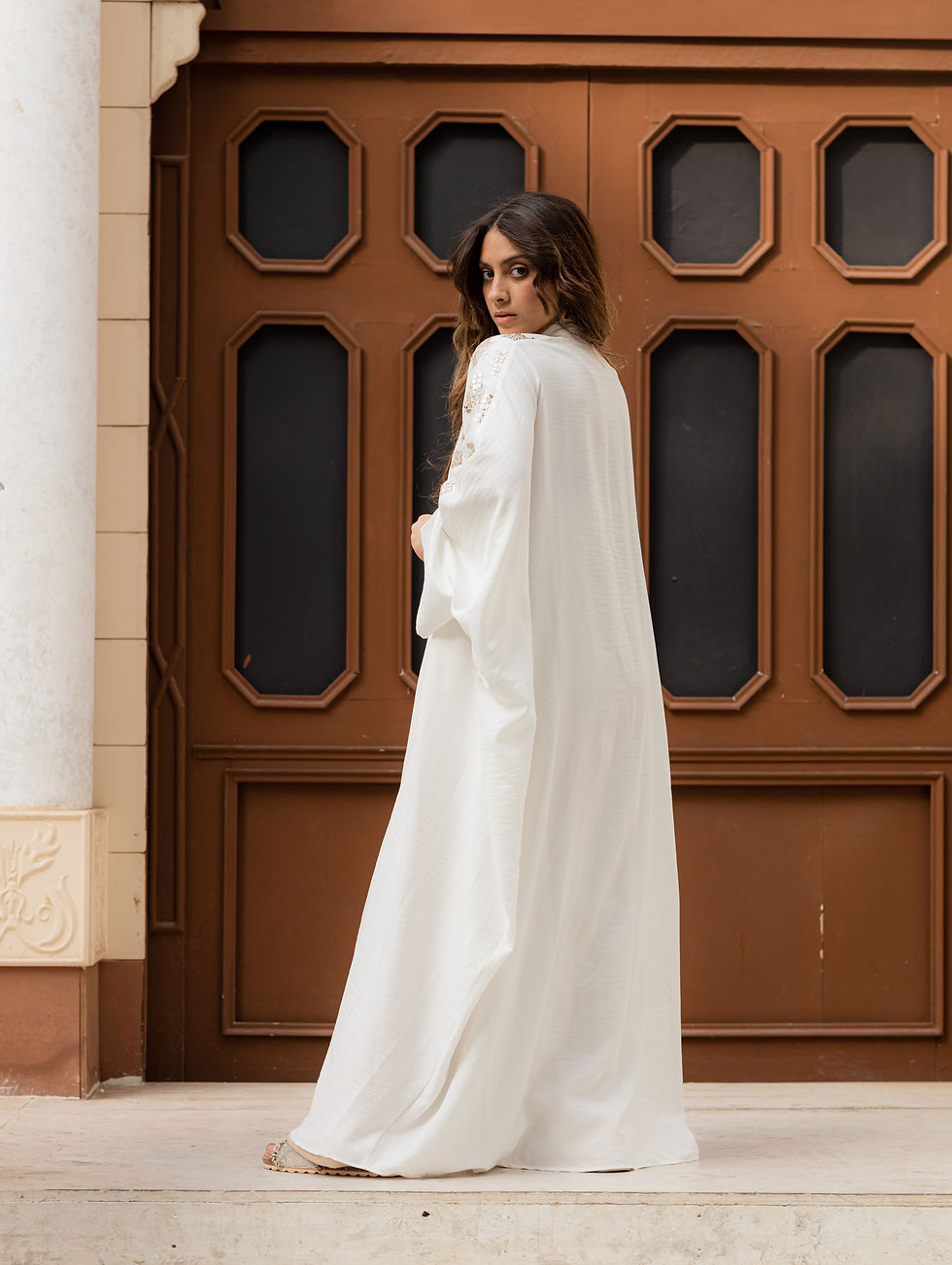 Thumbnail: Maysa embroidery white kaftan