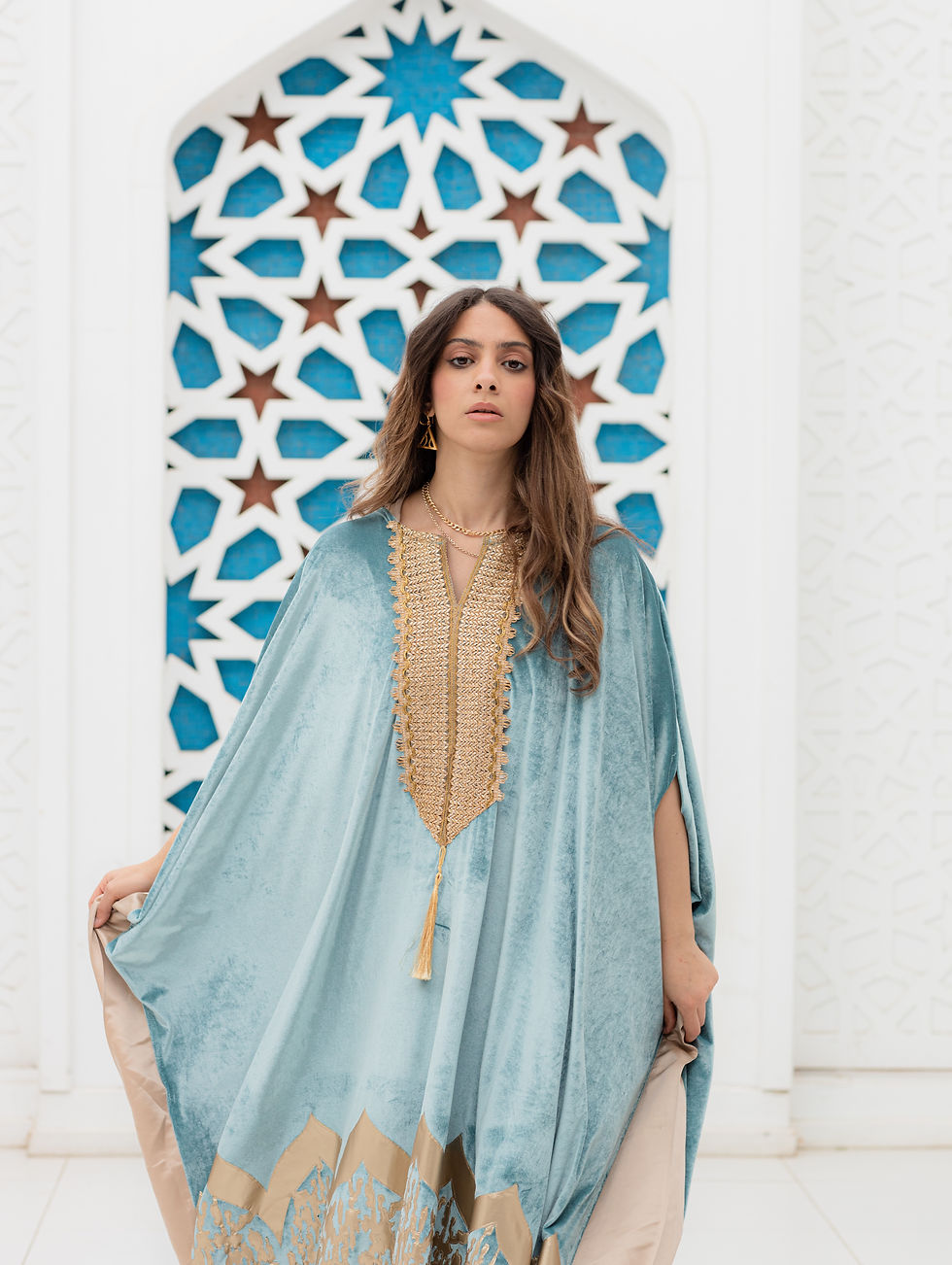 Thumbnail: Solyma portait laser cut kaftan 