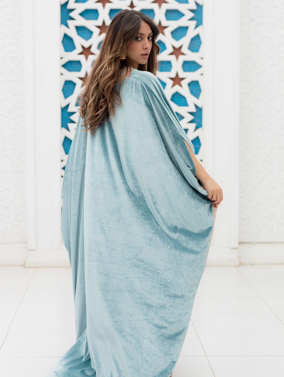 Thumbnail: Solyma portait laser cut kaftan 
