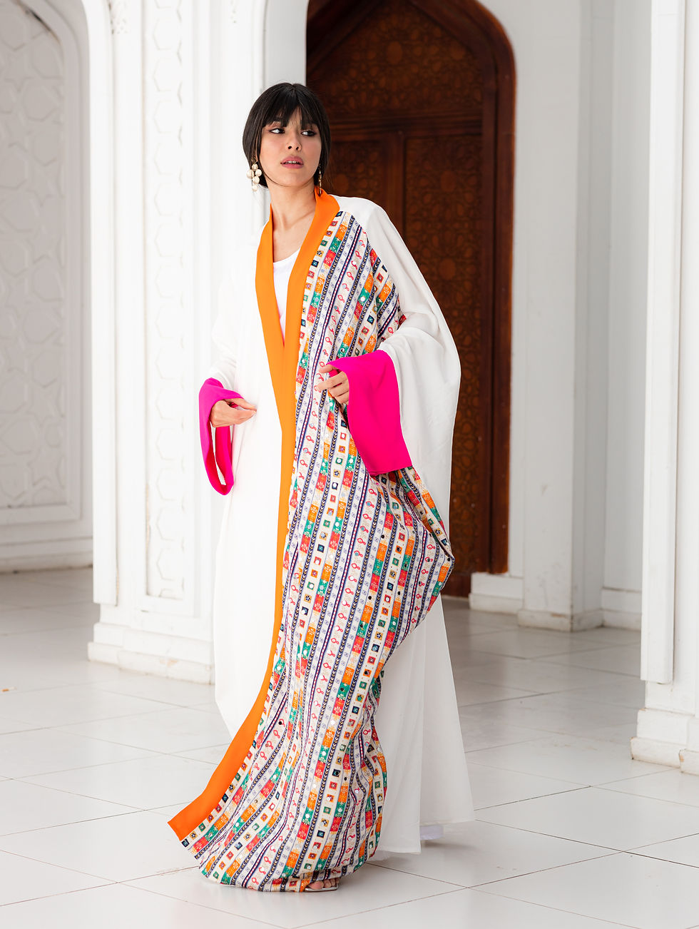 Thumbnail: Nagham embroidery mirrored kaftan